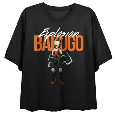 My Hero Academia Bakugo Explosion Women's Black Crop T-shirt 4 My Hero Academia Bakugo Explosion Women's Black Crop T-shirt - Image 4
