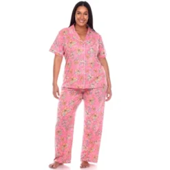 Women's Plus Size Short Sleeve Top And Pants Pajama Set - White Mark -Trendy Women GUEST c4815856 90f6 43c0 bf69 1689acebb64b