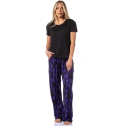 Wednesday Addams Women's Nevermore Academy Allover Print Sleep Pajama Pants Purple