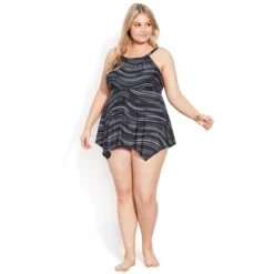 Women's Plus Size Hanky Print Tankini Top - Black Ripple | EVANS -Trendy Women GUEST c778e13f 4dc8 4c07 9faa 1e6772ec8501