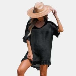 Women's Ruffled V-Neck Back Tie Cover-Up Mini Dress - Cupshe -Trendy Women GUEST c94d0a3b 2c38 41cb 93dd 1978b04cb713