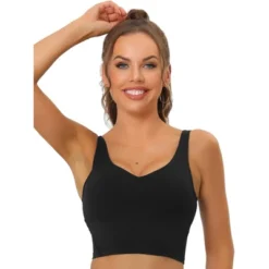 Allegra K Women's Workout Fitness Longline Wireless Padded Yoga Sports Bra With Medium Support -Trendy Women GUEST c9ffe319 7110 416c 894f 3c06d2f28baa