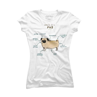 Junior's Design By Humans Anatomy Of A Pug By SophieCorrigan T-Shirt 3 Junior's Design By Humans Anatomy Of A Pug By SophieCorrigan T-Shirt - Image 3