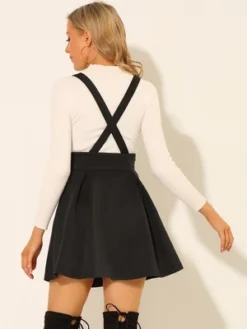 Allegra K Women's High Waist A-Line Lace Up Suspender Skirt -Trendy Women GUEST cb259d28 8e8f 4655 8118 dffd5a34f75f