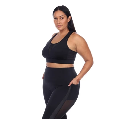 Plus Size Racer Back Sports Bra - White Mark 1 Plus Size Racer Back Sports Bra - White Mark