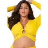 Swimsuits For All Women’s Plus Size O-Ring Long Sleeve Bikini Top