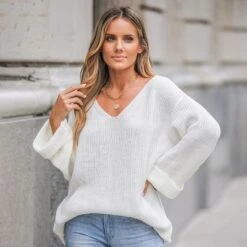 Women's Marshmallow V-Neck Sweater - Cupshe -Trendy Women GUEST ccca9292 1b4a 4cb5 a3d0 9e0ac42c81df