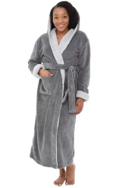 Women's Warm Winter Robe, Plush Fleece Full Length Long Hooded Bathrobe -Trendy Women GUEST cfa18fb3 61fd 4164 b044 041c9b0d4a63