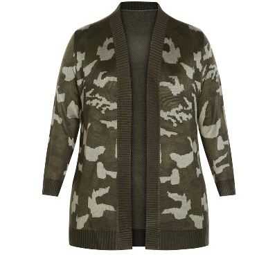 Women's Plus Size Print Longline Cardigan - Camo | AVENUE 2 Women's Plus Size Print Longline Cardigan - Camo | AVENUE - Image 2