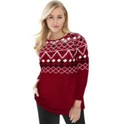 Jessica London Women’s Plus Size Holiday Motif Pullover -Trendy Women GUEST d248541f e30c 4346 8857 52f9f3efcd66