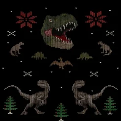 Women's Design By Humans Ugly Dino Christmas Sweater By AnotheHero Racerback Tank Top