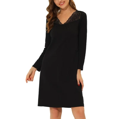 Cheibear Womens Sleepwear Pajama Dress Nightshirt Lace Trim Nightwear Lounge Nightgowns 1 Cheibear Womens Sleepwear Pajama Dress Nightshirt Lace Trim Nightwear Lounge Nightgowns