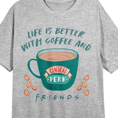 Friends TV Coffee And Friends Women's Heather Gray Short Sleeve Crew Neck Sleep Shirt 1 Friends TV Coffee And Friends Women's Heather Gray Short Sleeve Crew Neck Sleep Shirt