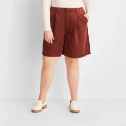 Women's Cord Oversized Trouser Shorts - Future Collective™ With Reese Blutstein Rust -Trendy Women GUEST d4a3e75f 90bb 4928 986e 85bf5856b345