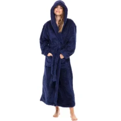 Women's Fuzzy Plush Fleece Bathrobe With Hood, Soft Warm Hooded Lounge Robe -Trendy Women GUEST d5742d19 8e8f 497e a90f 161c4e3dbe78