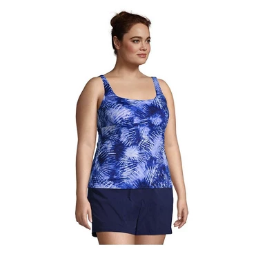 Lands' End Women's Plus Size DD-Cup Chlorine Resistant Square Neck Underwire Tankini Top Swimsuit Adjustable 2 Lands' End Women's Plus Size DD-Cup Chlorine Resistant Square Neck Underwire Tankini Top Swimsuit Adjustable - Image 2