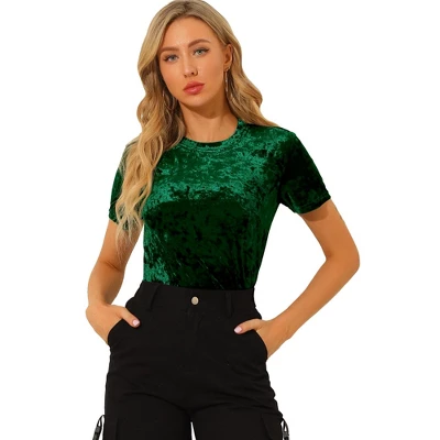 Allegra K Women's Velvet Crew Neck Short Sleeve Casual Blouse 11 Allegra K Women's Velvet Crew Neck Short Sleeve Casual Blouse - Image 11