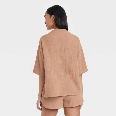 Women's 100% Cotton Gauze Short Sleeve Notch Collar Top - Stars Above™ 1 Women's 100% Cotton Gauze Short Sleeve Notch Collar Top - Stars Above™