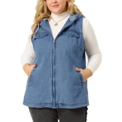 Agnes Orinda Women's Plus Size Hoodie Zipper Up Pocket Denim Sleeveless Jacket Vest -Trendy Women GUEST d9d46bc6 7f65 4cbd a8f6 4eb3379ba242