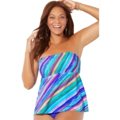 Swimsuits For All Women’s Plus Size Smocked Bandeau Tankini Top -Trendy Women GUEST da66096e 3062 48e8 bd21 f12f35e5341c