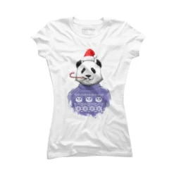 Junior's Design By Humans Christmas Panda By NikKor T-Shirt -Trendy Women GUEST db1c3265 e27a 4b2a a913 07656b4de227