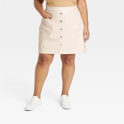 Women's Faux Leather Mini A-Line Skirt - Ava & Viv™ 5 Women's Faux Leather Mini A-Line Skirt - Ava & Viv™ - Image 5