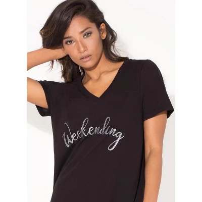 Smart & Sexy Women's Oversized Graphic V-Neck Sleep Shirt 1 Smart & Sexy Women's Oversized Graphic V-Neck Sleep Shirt