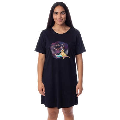 Disney Womens' Aladdin Movie Princess Jasmine Nightgown Sleep Pajama Shirt Black 3 Disney Womens' Aladdin Movie Princess Jasmine Nightgown Sleep Pajama Shirt Black - Image 3