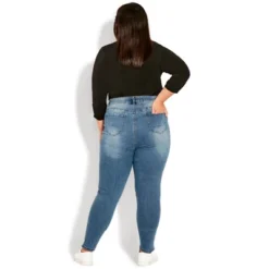 Avenue Women's Plus Size Serendipity Zip Jean - Mid Wash | EVANS