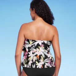 Women's Tropical Print Tiered Bandeau Tankini Top - Kona Sol™ Black -Trendy Women GUEST e1b010e2 f55a 4e38 ac97 6ab803bdce2e