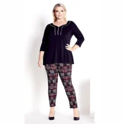 Women's Plus Size Jemma Check Pant - Red | AVENUE -Trendy Women GUEST e1b3d0e8 57cd 46bc 8417 abb8a912d6aa