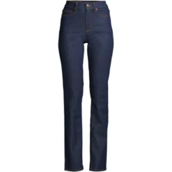 Lands' End Women's Recover High Rise Straight Leg Blue Jeans -Trendy Women GUEST e425e8e2 187a 4dba ab28 7fba73be5c2f