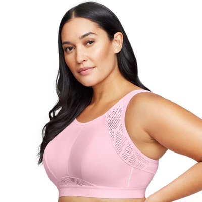 Glamorise Womens No-Sweat Mesh Sports Wirefree Bra 1068 Pink 2 Glamorise Womens No-Sweat Mesh Sports Wirefree Bra 1068 Pink - Image 2
