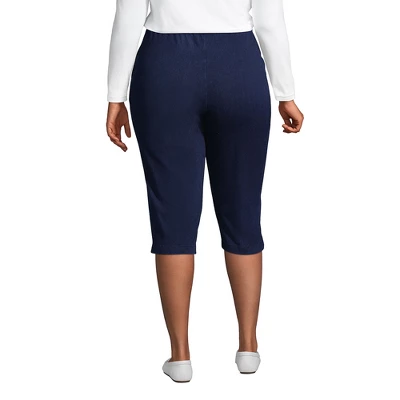 Lands' End Women's Sport Knit High Rise Elastic Waist Pull On Capri Pants 1 Lands' End Women's Sport Knit High Rise Elastic Waist Pull On Capri Pants