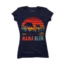 Junior's Design By Humans Mama Bear Retro Stripes By ZeusSE T-Shirt -Trendy Women GUEST e77a6478 b896 47cd 82a8 c0afedaee4dd
