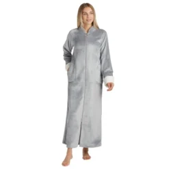 Softies Plush Mandarin Collar Zip Robe -Trendy Women GUEST e831e61b 5081 4f55 909e dd4dcef7df0e