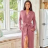 Women's Classic Soft Knit Long Lounge Robe With Pockets