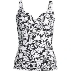 Lands' End Women's Chlorine Resistant Tummy Control V-Neck Wrap Underwire Tankini Top Swimsuit -Trendy Women GUEST e8b42561 12f4 430a 9402 4a0bf2abb79d