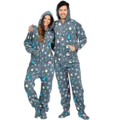 Footed Pajamas - Merry Gnomes Adult Hoodie Fleece Onesie -Trendy Women GUEST e8ce68d9 da1c 4d9c a4f5 cabbe44730e2