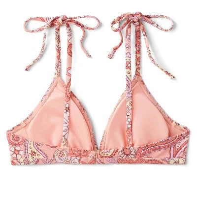 Women's Shoulder Tie Bralette Bikini Top - Wild Fable™ Peach Paisley Print 6 Women's Shoulder Tie Bralette Bikini Top - Wild Fable™ Peach Paisley Print - Image 6