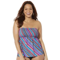 Swimsuits For All Women’s Plus Size Smocked Bandeau Tankini Top -Trendy Women GUEST ee6044ea 6235 4bc8 9c5f 88910ca4e692