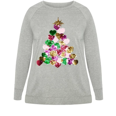 Women's Plus Size Sequin Sweat Top - Gray Marle | AVENUE 4 Women's Plus Size Sequin Sweat Top - Gray Marle | AVENUE - Image 4