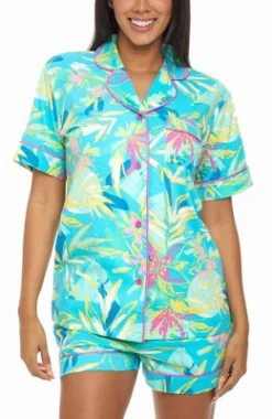 Women's Soft Cotton Knit Jersey Pajamas Lounge Set, Short Sleeve Top And Shorts With Pockets -Trendy Women GUEST f05c2331 2ed3 490c 825e bc32ccdd8759