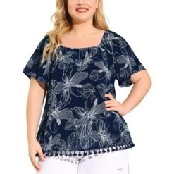 Agnes Orinda Women's Plus Size Blouse Floral Off Shoulder Tassel Hem Casual Top 11 Agnes Orinda Women's Plus Size Blouse Floral Off Shoulder Tassel Hem Casual Top -Trendy Women GUEST f10a73ef 09c1 4ed4 9aef b7b3ca520563