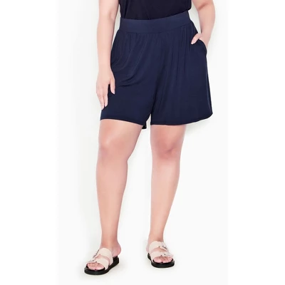 Women's Plus Size Alisha Knit Short - Navy | AVENUE 3 Women's Plus Size Alisha Knit Short - Navy | AVENUE - Image 3