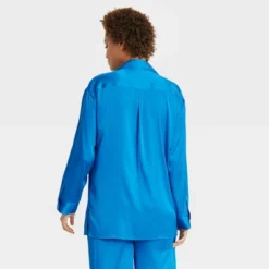 Women's Satin Long Sleeve Button Down Pajama Shirt - Stars Aboveā¢