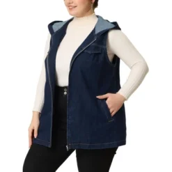 Agnes Orinda Women's Plus Size Hoodie Zipper Up Pocket Denim Sleeveless Jacket Vest -Trendy Women GUEST f20d0fe9 e6a5 44dc 80d5 1b086c0d37a3