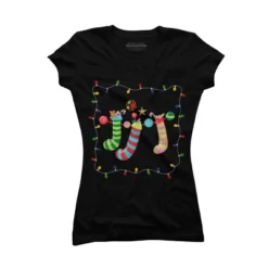 Junior's Design By Humans Christmas Stocking With Christmas Lights By Realdealclipart T-Shirt -Trendy Women GUEST f29bc7de 4eed 47cc 884d cf49a939f08b
