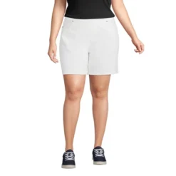 Lands' End Women's Starfish Mid Rise Pull On 7" Knit Denim Jean Shorts -Trendy Women GUEST f3120d40 d4dc 4ad2 8bfc 411187320972