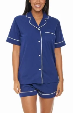 Women's Soft Cotton Knit Jersey Pajamas Lounge Set, Short Sleeve Top And Shorts With Pockets -Trendy Women GUEST f38b9f65 72e1 44e8 a744 98a30ff52e0c